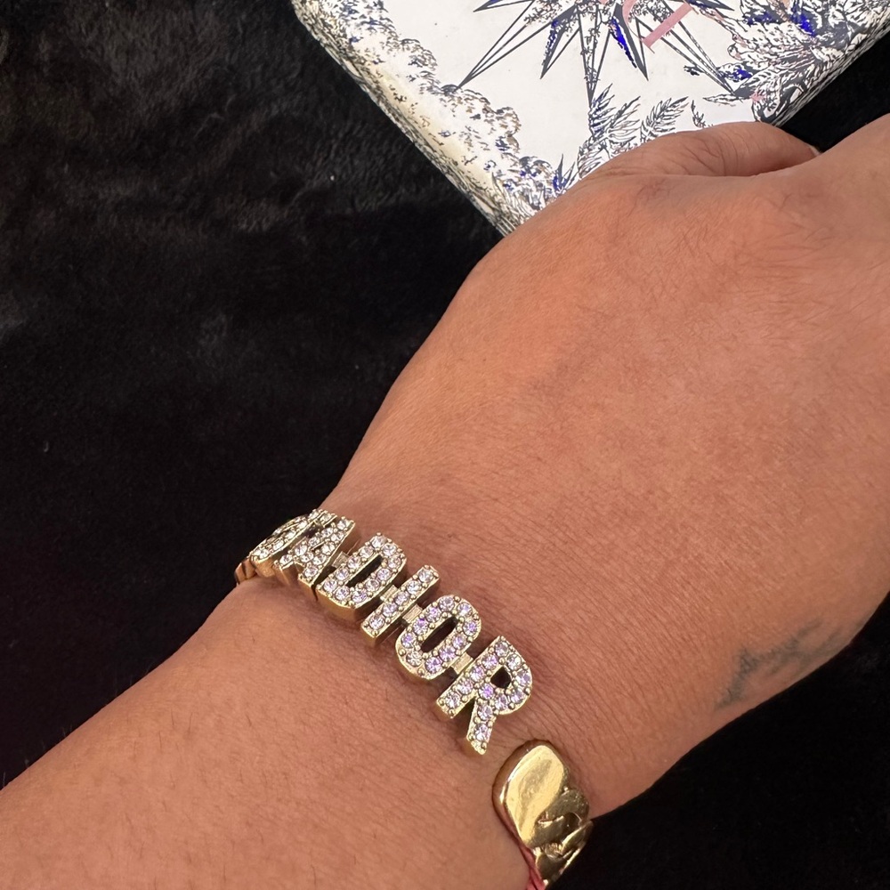 JDior gold and white stones bangle cuff with intricate design - final offer - Picture 5 of 6